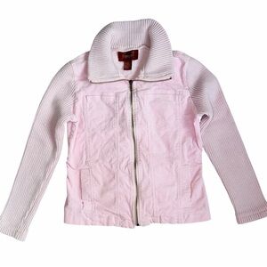 Vintage Y2K Paris blues pink corduroy sweater zip up